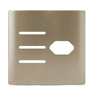 PLACA P/ 3 INTERRUPTORES + TOMADA COM SUPORTE 4X4 -NOVARA CHAMPANHE