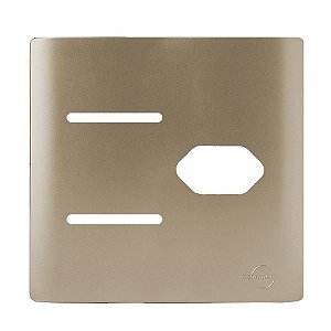 PLACA P/ 2 INTERRUPTORES + TOMADA COM SUPORTE 4X4 -NOVARA CHAMPANHE