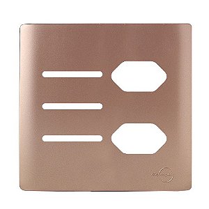 PLACA P/ 3 INTERRUPTORES + 2 TOMADAS 4X4 - NOVARA OURO ROSE