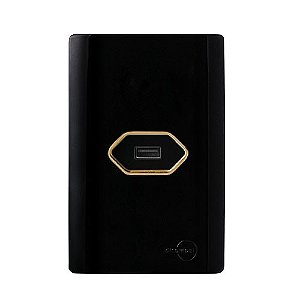 CJ ENTRADA USB 2.0 HORIZONTAL 4X2 - DICOMPEL NOVARA PRETO BRILHANTE GOLD