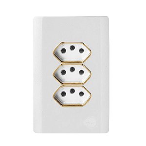 CJ TOMADA TRIPLA 10A COM SUPORTE 4X2 -  NOVARA BRANCO GOLD