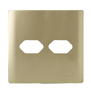 PLACA P/ 2 TOMADAS HORIZONTAL COM SUPORTE 4X4 - NOVARA DOURADO