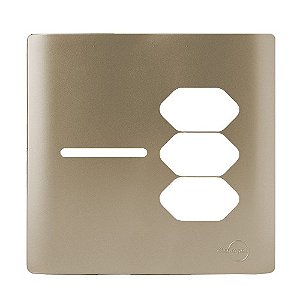 PLACA P/ 3 TOMADAS + 1 INTERRUPTOR C/SUPORTE  4X4 -NOVARA CHAMPANHE