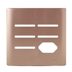 PLACA P/ 5 INTERRUPTORES +  TOMADA COM SUPORTE 4X4 - NOVARA OURO ROSE
