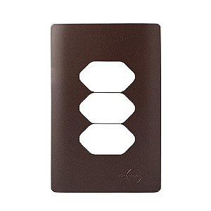 PLACA P/ 3 TOMADAS COM SUPORTE 4X2 - NOVARA MARROM FOSCO