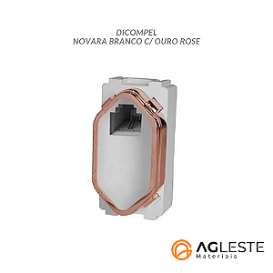 MODULO RJ11 ( TELEFONE ) - NOVARA BRANCO C/ OURO ROSE