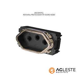 MODULO TOMADA 20A - NOVARA PRETO GRAFITE OURO ROSE