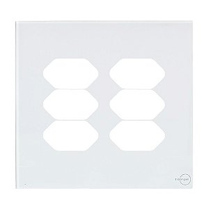 PLACA P/ 6 TOMADAS COM SUPORTE 4X4 - NOVARA GLASS BRANCO