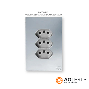 CJ TOMADA TRIPLA 10A COM SUPORTE 4X2 - NOVARA GLASS ESPELHADA CROMADO