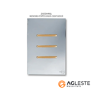 CJ INTERRUPTOR TRIPLO (2 PARALELO+1 SIMPLES)  4X2 - NOVARA GLASS ESPELHADA GOLD