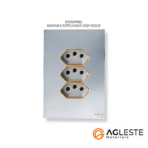 CJ TOMADA TRIPLA 10A 4X2 - NOVARA GLASS ESPELHADA GOLD