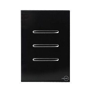 CJ INTERRUPTOR TRIPLO (2 PARALELO + 1 SIMPLES) 4X2 - NOVARA GLASS PRETO BRILHANTE CROMADO