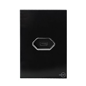 CJ ENTRADA USB 2.A 4X2 - NOVARA GLASS PRETO BRILHANTE / CROMADO