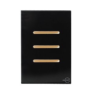 CJ INTERRUPTOR TRIPLO (2 PARALELOS + 1 SIMPLES) 4X2 - NOVARA GLASS PRETO BRILHANTE GOLD