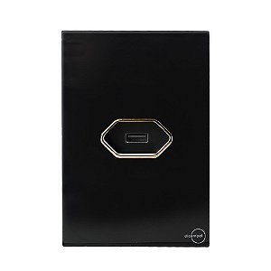 CJ ENTRADA USB 2.A 4X2 - NOVARA GLASS PRETO BRILHANTE/ GOLD