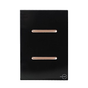 CJ INTERRUPTOR DUPLO (1 PARALELO + 1 SIMPLES) 4X2 - NOVARA GLASS PRETO BRILHANTE / OURO ROSE