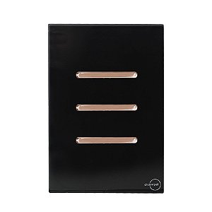 CJ INTERRUPTOR TRIPLO (2 SIMPLES +1 PARALELO) 4X2- NOVARA GLASS PRETO BRILHANTE OURO ROSE