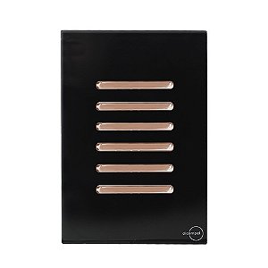 CJ INTERRUPTOR SEXTUPLO SIMPLES (ESPECIAL) 4X2 - NOVARA GLASS PRETO BRILHANTE OURO ROSE