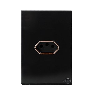 CJ TOMADA 10A HORIZONTAL 4X2 - NOVARA GLASS PRETO BRILHANTE OURO ROSE