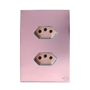 CJ TOMADA DUPLA 20A 4X2 - NOVARA  GLASS OURO ROSE / CROMADO