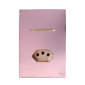 CJ  INTERRUPTOR SIMPLES + TOMADA 10A 4X2 - NOVARA GLASS OURO ROSE/OURO ROSE