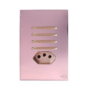 CJ INTERRUPTOR QUADRUPLO SIMPLES + TOMADA 10A (ESPECIAL) 4X2 - NOVARA GLASS OURO ROSE / OURO ROSE