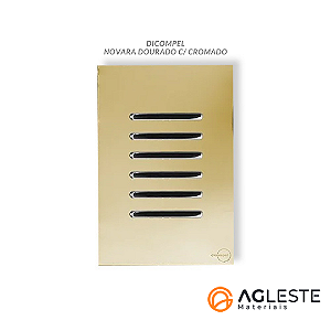 CJ  INTERRUPTOR SEXTUPLO PARALELO (ESPECIAL) 4X2 - NOVARA GLASS DOURADO CROMADO