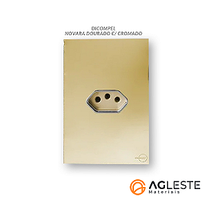 CJ TOMADA 20A HORIZONTAL 4X2 - NOVARA GLASS DOURADO CROMADO