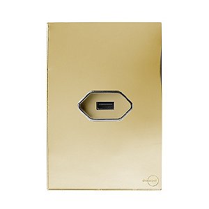 CJ ENTRADA USB 2.A COM SUPORTE 4X2 - GLASS DOURADO CROMADO