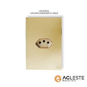 CJ TOMADA 10A HORIZONTAL 4X2 - NOVARA GLASS DOURADO GOLD