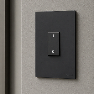 CJ INTERRUPTOR BIPOLAR SIMPLES VERTICAL 4X2 - RECTA BLACK SATIN FOSCO