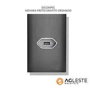 CJ ENTRADA USB 2.0 HORIZONTAL 4X2 - NOVARA PRETO CROMADO