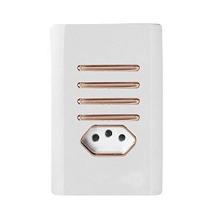 CJ INTERRUPTOR QUADRUPLO PARALELO + TOMADA 10A (ESPECIAL) 4X2 -NOVARA BRANCO C/OURO ROSE