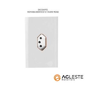 CJ TOMADA 20A VERTICAL 4X2 - NOVARA BRANCO C/ OURO ROSE