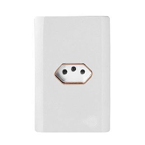 CJ TOMADA 10A HORIZONTAL 4X2 - NOVARA BRANCO C / OURO ROSE