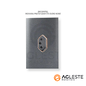 CJ TOMADA 20A VERT.C/ SUPORTE 4X2 - NOVARA PRETO GRAFITE OURO ROSE