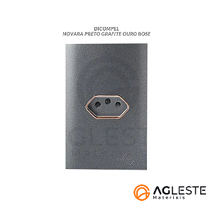 CJ TOMADA 10A HOR.COM SUPORTE 4X2 - NOVARA PRETO GRAFITE OURO ROSE