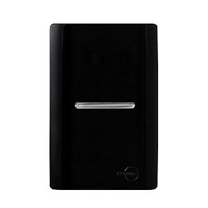 CJ INTERRUPTOR SIMPLES HORIZONTAL 4X2 - NOVARA PRETO BRILHANTE CROMADO