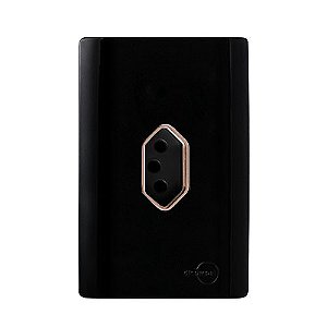 CJ TOMADA 10A VERTICAL 4X2 - NOVARA PRETO BRILHANTE OURO ROSE