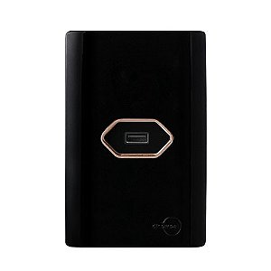 CJ ENTRADA USB 2.0 HORIZONTAL 4X2 - NOVARA PRETO BRILHANTE OURO ROSE