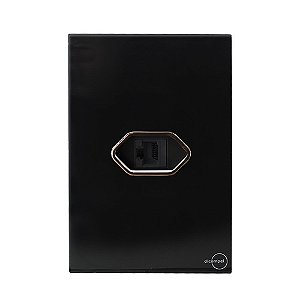 CJ ENTRADA RJ45(INTERNET)4X2-GLASS PRETO BRILHANTE/OURO ROSE