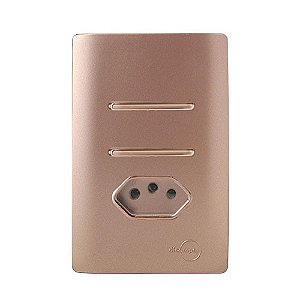CJ INTERRUPTOR DUPLO PARALELO + TOMADA 10A 4X2 - NOVARA OURO ROSE C/ OURO ROSE