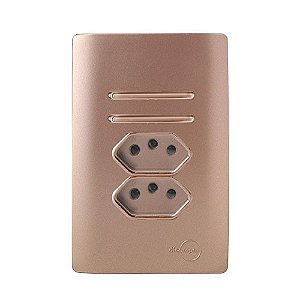 CJ INTERRUPTOR DUPLO PARALELO + TOMADA DUPLA 10A 4X2 - NOVARA OURO ROSE C/ OURO ROSE