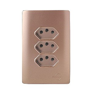 CJ TOMADA TRIPLA 10A 4X2 - NOVARA OURO ROSE C/ OURO ROSE