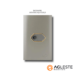 CJ ENTRADA RJ11 (TELEFONE) COM SUPORTE 4X2 - NOVARA AÇO GOLD