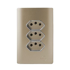 CJ TOMADA TRIPLA 10A 4X2 - NOVARA CHAMPANHE CROMADO
