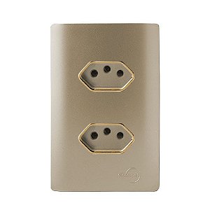 CJ TOMADA DUPLA 10A 4X2 - NOVARA CHAMPANHE GOLD