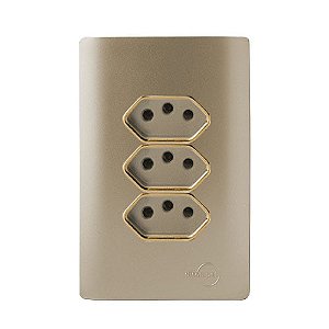 CJ TOMADA TRIPLA 10A 4X2 - NOVARA CHAMPANHE GOLD