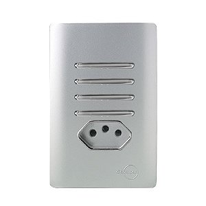 CJ INTERRUPTOR QUADRUPLO SIMPLES + TOMADA 10A (ESPECIAL) 4X2 - NOVARA PRATA CROMADO