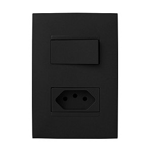 CJ INTERRUPTOR PARALELO + TOMADA 20A 4X2 - PIAL PLUS + PRETO